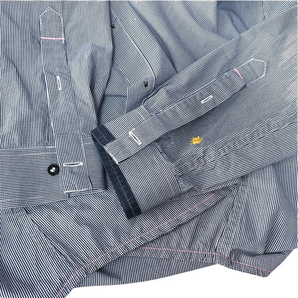 Descendant of Thieves Dres Ladro Shirt 100% Cotton Micro Gingham Check Excellent - Picture 11 of 15